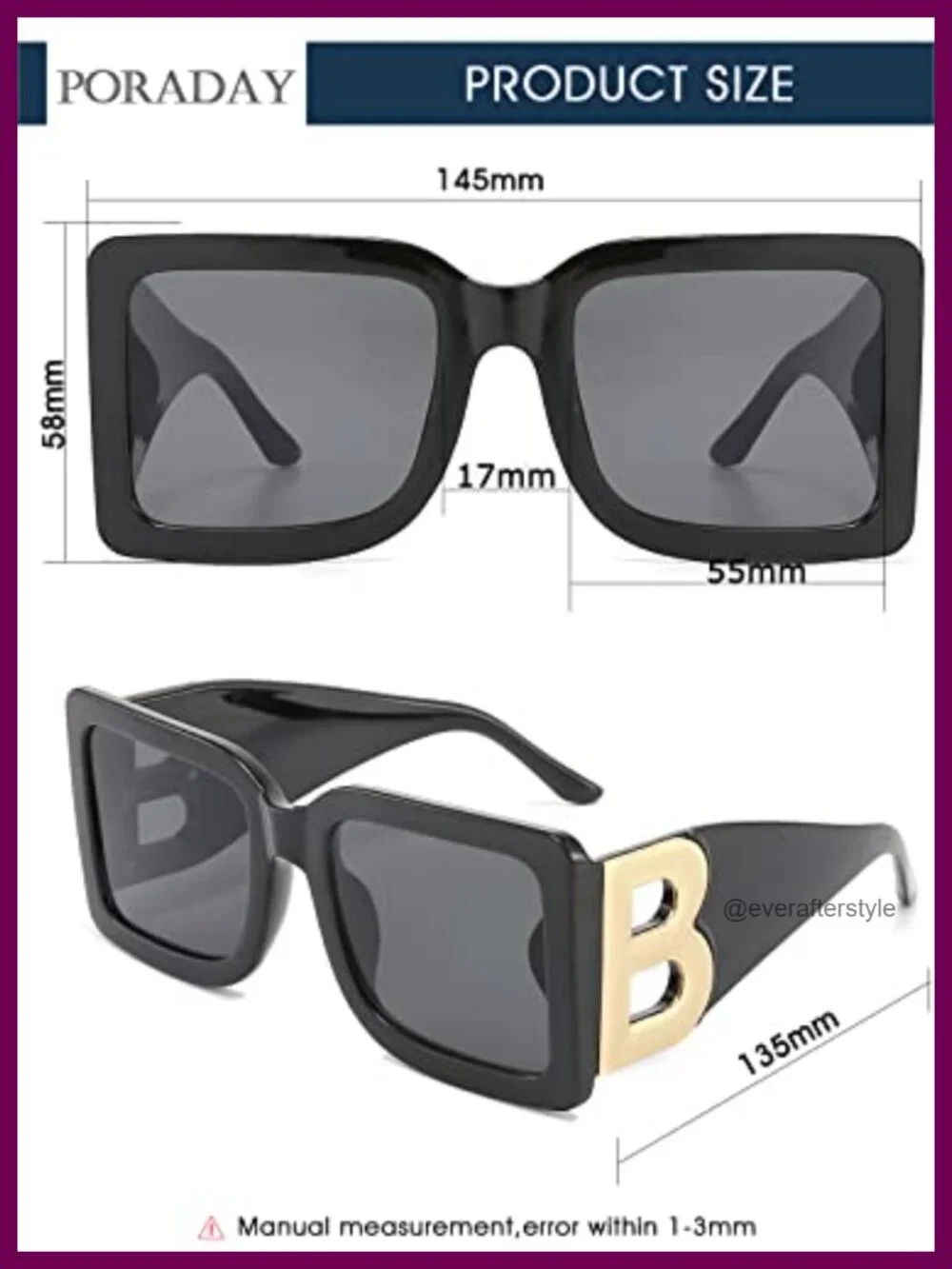 Large Square Sunglasses for Women UV400 Protection Oversized Frame